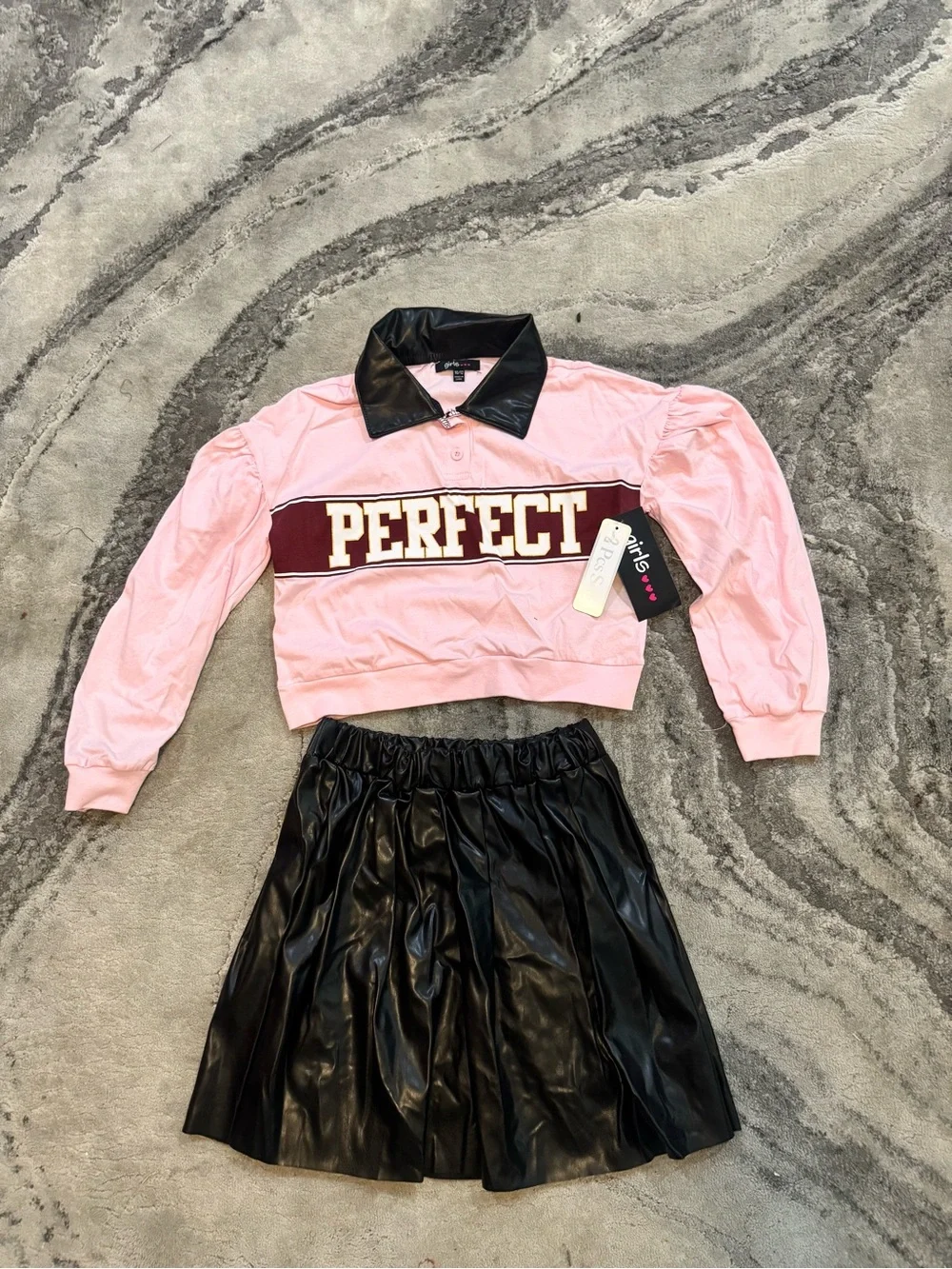 Kids Pink & Black 'Perfect' Matching Set - Unbranded